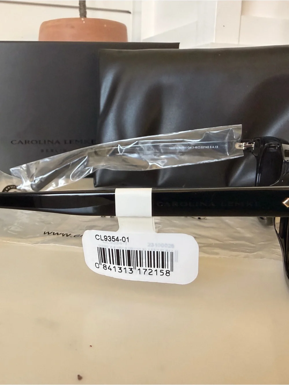 Carolina Lemke Berlin CL9354-01 Black Cat Eye Sunglasses NEW